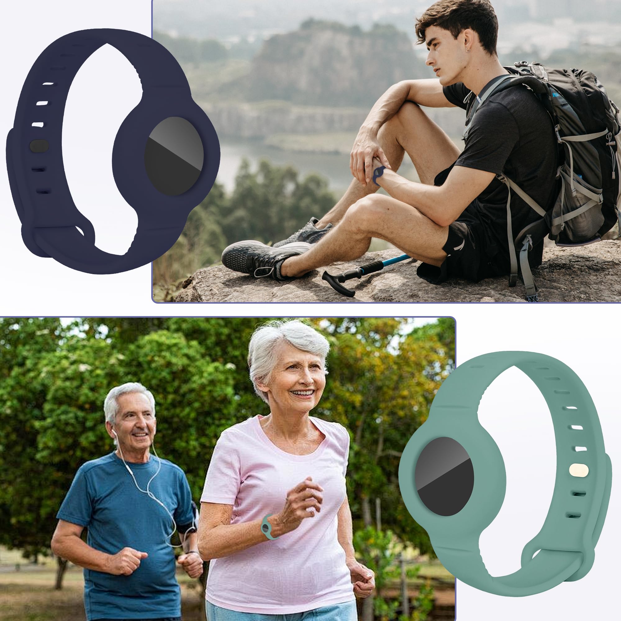 Airtag Bracelet for Kids Adjustable Airtag Watch-Style Wristband, Waterproof Silicone Airtag Holder, Compatible with Apple Airtag, 2-Pack / 8-Pack air tag Bracelet