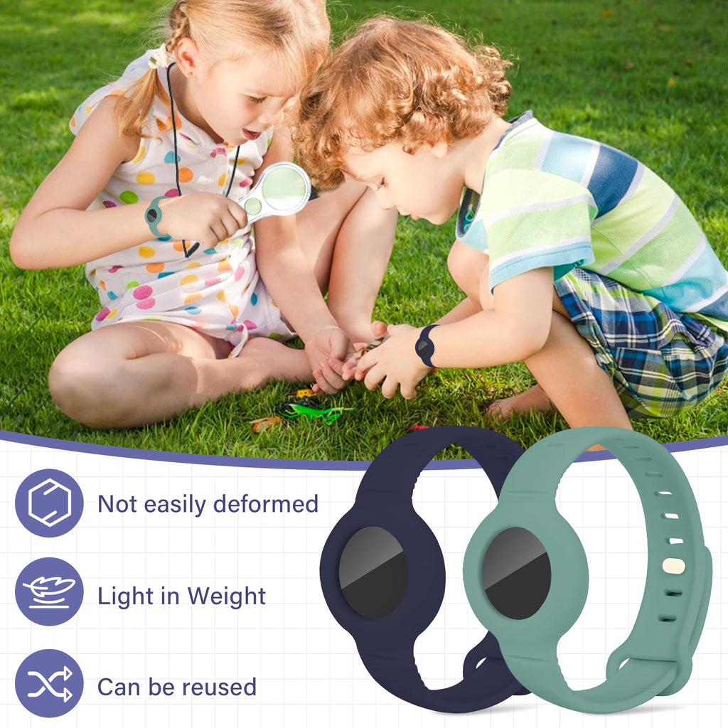 Airtag Bracelet for Kids Adjustable Airtag Watch-Style Wristband, Waterproof Silicone Airtag Holder, Compatible with Apple Airtag, 2-Pack / 8-Pack air tag Bracelet